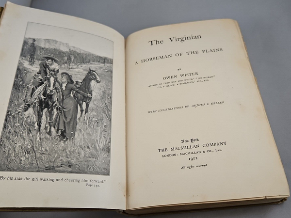 The Virginian by Owen Wister (1902) 1st Edition 9th Printing Hardcover Macmillan