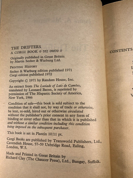 The Drifters James Michener RARE EARLY EDITION 1972 Corgi 1st Printing PB UK 65p