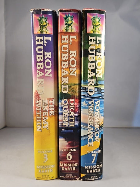 L Ron Hubbard Mission Earth Lot of 3 1st Edition BCE Hardcover DJ, Enemy Within
