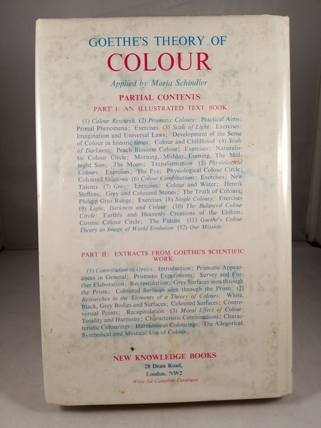 Goethe's Theory of Colour by Maria Schindler (1970) New Knowledge Hardcover DJ