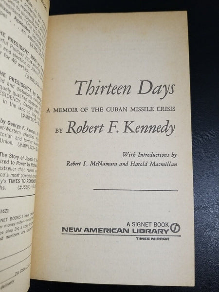 Thirteen Days by Robert Kennedy (1969) 5th Signet Paperback Cuban Missile Crisis